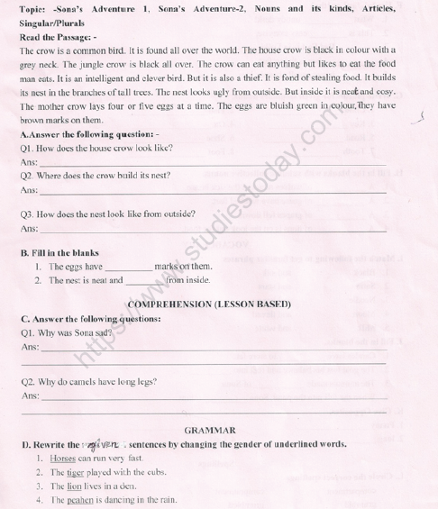 cbse class 3 english revision worksheet set 14 practice worksheet for